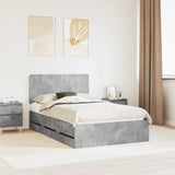 Struttura del letto con cassetto Grigio cemento 135 x 190 cm