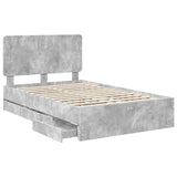 Struttura del letto con cassetto Grigio cemento 135 x 190 cm