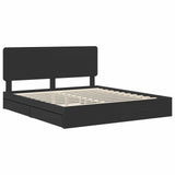Letto con Contenitore Nero 200 x 200 cm Legno truciolato