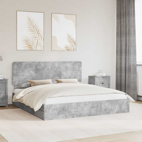 Letto con Contenitore con testiera Grigio cemento 200 x 200 cm