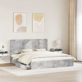 Letto con Contenitore con testiera Grigio cemento 200 x 200 cm