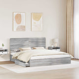 Letto con Contenitore con testiera Grigio Sonoma 200 x 200 cm