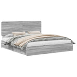 Letto con Contenitore con testiera Grigio Sonoma 200 x 200 cm