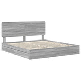Letto con Contenitore con testiera Grigio Sonoma 200 x 200 cm