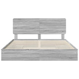 Letto con Contenitore con testiera Grigio Sonoma 200 x 200 cm