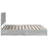 Letto con Contenitore con testiera Grigio Sonoma 200 x 200 cm