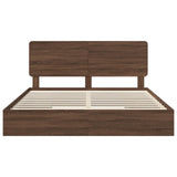 Letto con Contenitore con testiera Rovere Marrone 200 x 200 cm