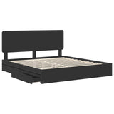 Letto con Contenitore Nero 180 x 200 cm Legno truciolato