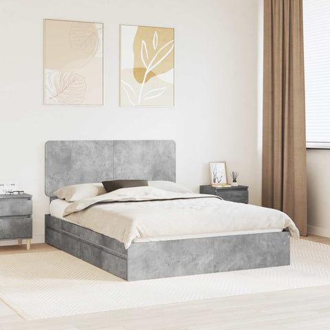Letto con Contenitore con testiera Grigio cemento 160 x 200 cm