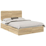 Letto con Contenitore con testiera Rovere Sonoma 150 x 200 cm