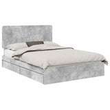 Letto con Contenitore con testiera Grigio cemento 150 x 200 cm