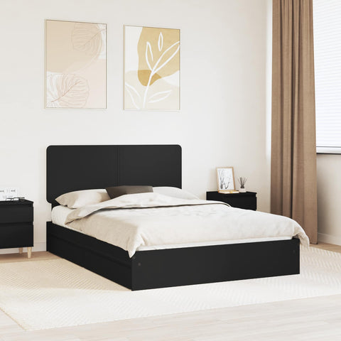 Letto con Contenitore Nero 140 x 190 cm Legno truciolato