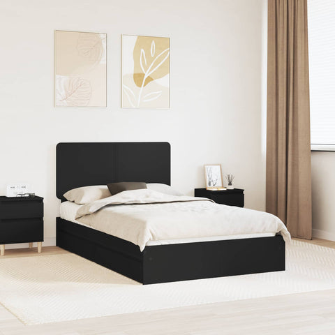 Letto con Contenitore Nero 135 x 190 cm Legno truciolato