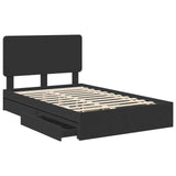 Letto con Contenitore Nero 135 x 190 cm Legno truciolato
