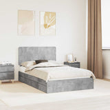 Letto con Contenitore con testiera Grigio cemento 135 x 190 cm