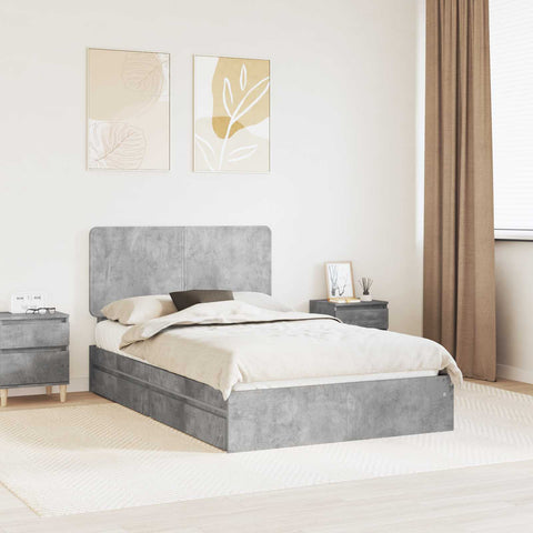 Letto con Contenitore con testiera Grigio cemento 135 x 190 cm