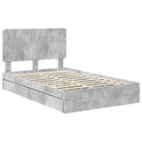 Letto con Contenitore con testiera Grigio cemento 135 x 190 cm