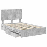 Letto con Contenitore con testiera Grigio cemento 135 x 190 cm