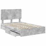 Letto con Contenitore con testiera Grigio cemento 135 x 190 cm