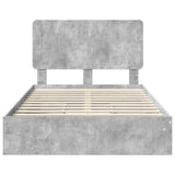 Letto con Contenitore con testiera Grigio cemento 135 x 190 cm