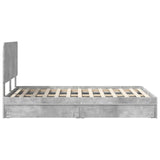 Letto con Contenitore con testiera Grigio cemento 135 x 190 cm
