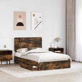 Letto con Contenitore con testiera Rovere fumé 120 x 200 cm