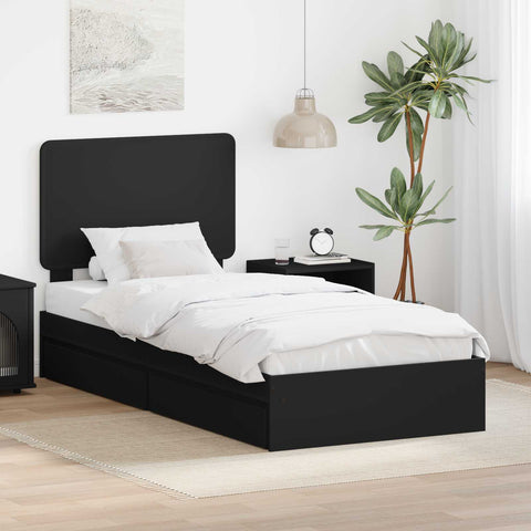 Letto con Contenitore Nero 100 x 200 cm Legno truciolato