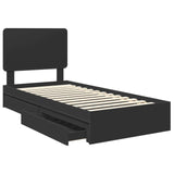 Letto con Contenitore Nero 100 x 200 cm Legno truciolato