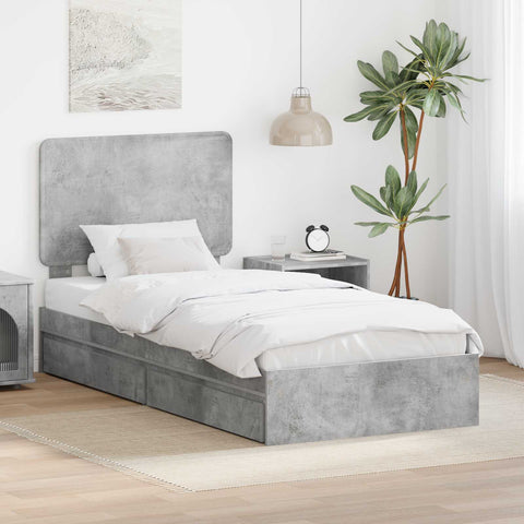 Letto con Contenitore con testiera Grigio cemento 100 x 200 cm