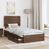 Letto con Contenitore con testiera Rovere Marrone 100 x 200 cm