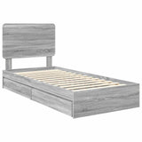 Letto con Contenitore con testiera Grigio Sonoma 90 x 200 cm