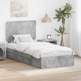 Letto con Contenitore con testiera Grigio cemento 90 x 190 cm
