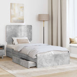 Letto con Contenitore con testiera Grigio cemento 90 x 190 cm