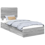 Letto con Contenitore con testiera Grigio Sonoma 90 x 190 cm