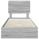 Letto con Contenitore con testiera Grigio Sonoma 90 x 190 cm