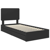 Letto con Contenitore Nero 75 x 190 cm Legno truciolato