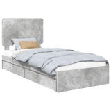 Letto con Contenitore con testiera Grigio cemento 75 x 190 cm