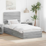 Letto con Contenitore con testiera Grigio Sonoma 75 x 190 cm