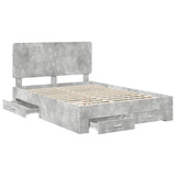 Struttura del letto con testiera Grigio cemento 160 x 200 cm