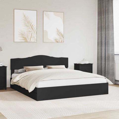 Letto con Contenitore Nero 200 x 200 cm Legno truciolato