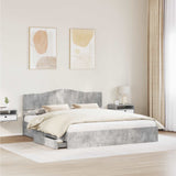 Letto con Contenitore con testiera Grigio cemento 200 x 200 cm