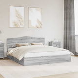 Letto con Contenitore con testiera Grigio Sonoma 200 x 200 cm