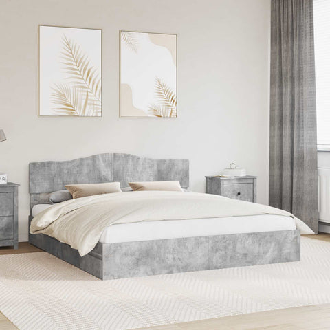 Letto con Contenitore con testiera Grigio cemento 180 x 200 cm