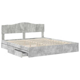 Letto con Contenitore con testiera Grigio cemento 180 x 200 cm