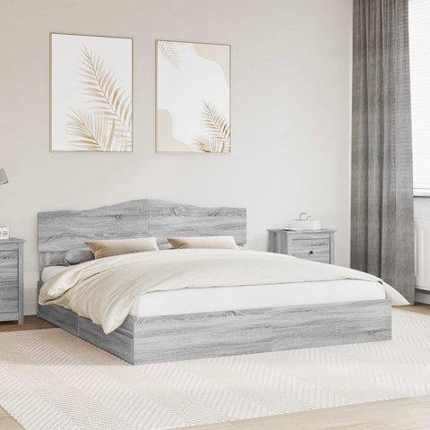 Letto con Contenitore con testiera Grigio Sonoma 180 x 200 cm