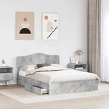 Letto con Contenitore con testiera Grigio cemento 160 x 200 cm