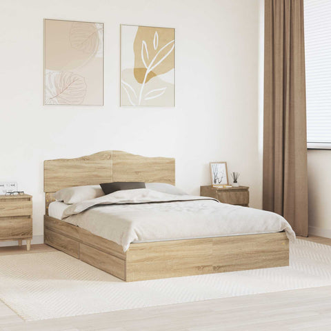 Letto con Contenitore con testiera Rovere Sonoma 150 x 200 cm