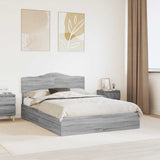 Letto con Contenitore con testiera Grigio Sonoma 140 x 200 cm