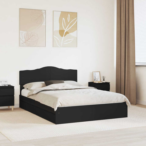 Letto con Contenitore Nero 140 x 190 cm Legno truciolato