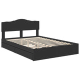 Letto con Contenitore Nero 140 x 190 cm Legno truciolato